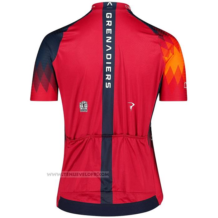 2023 Maillot Cyclisme Femme Ineos Grenadiers Rouge Manches Courtes et Cuissard